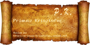 Primusz Krisztofer névjegykártya